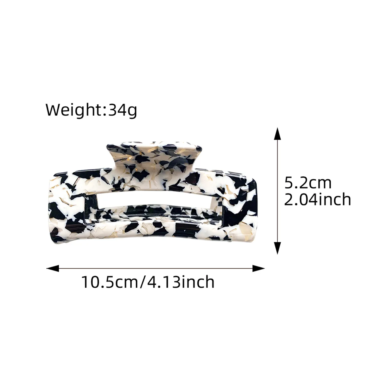 Factory Wholesale Ins Korean Style 10.5cm Acetate Hair Claws Simple Marble Rectangle Large Claw Hair Clips For Women