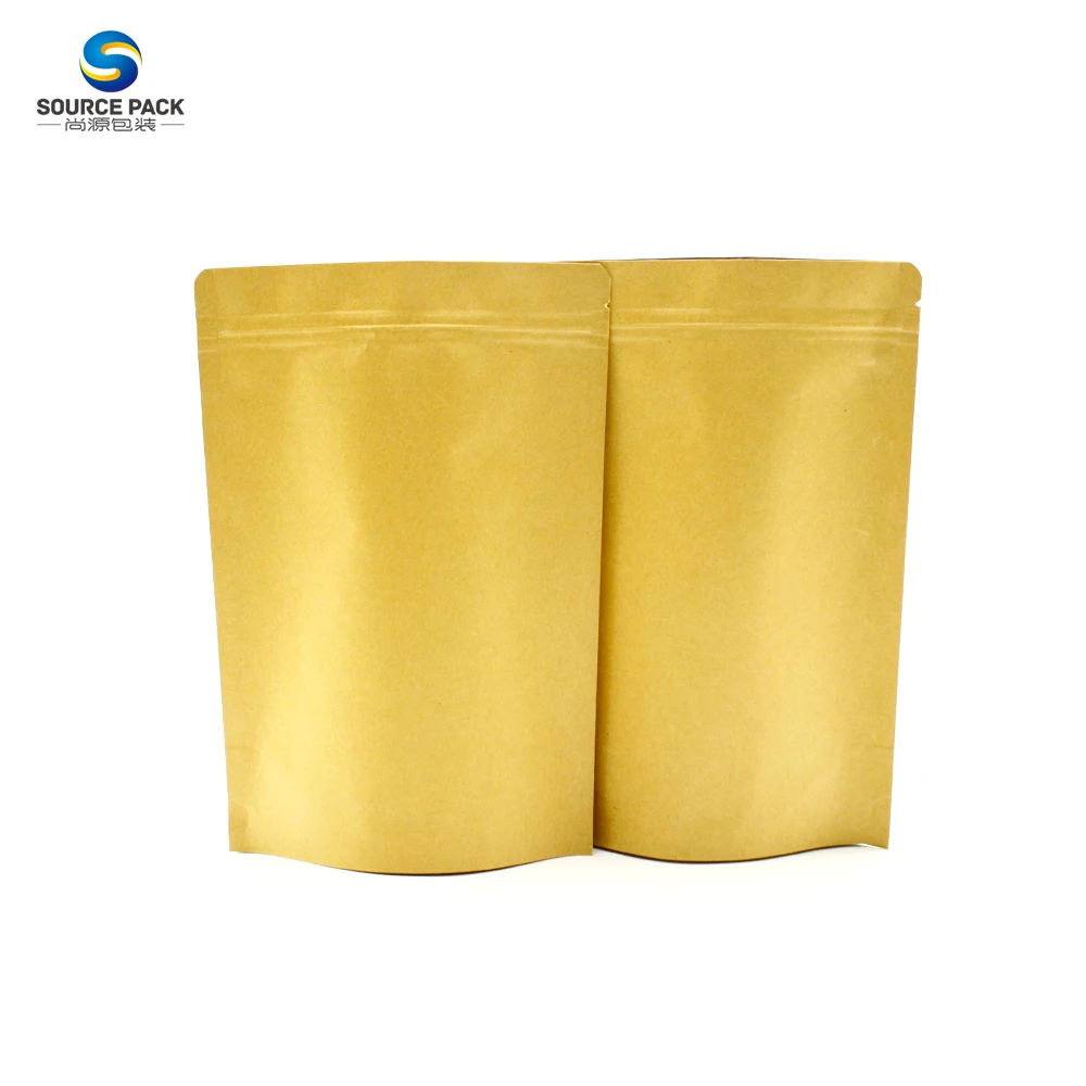 Оптовая продажа дешевые матовая отделка молнии коричневые крафт бумажные мешки производитель поставщик фабрики