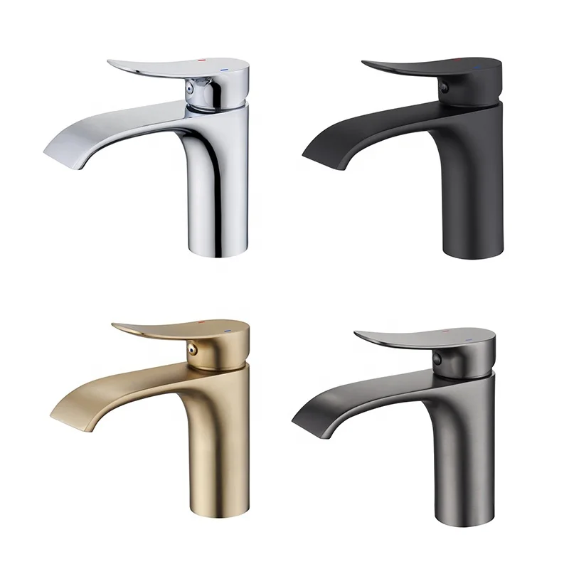 Azeta New Lavatory Single Handle Hot And Cold Water Bathroom Taps Black Basin Mixer Brass Wash Basin Faucets
