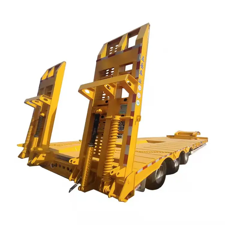 Hydraulic Gooseneck Flatbed Trailer 3 Axle 40ft Low Flatbed Semi Trailer Gooseneck Heavy Equipment Loader Transport Trailer