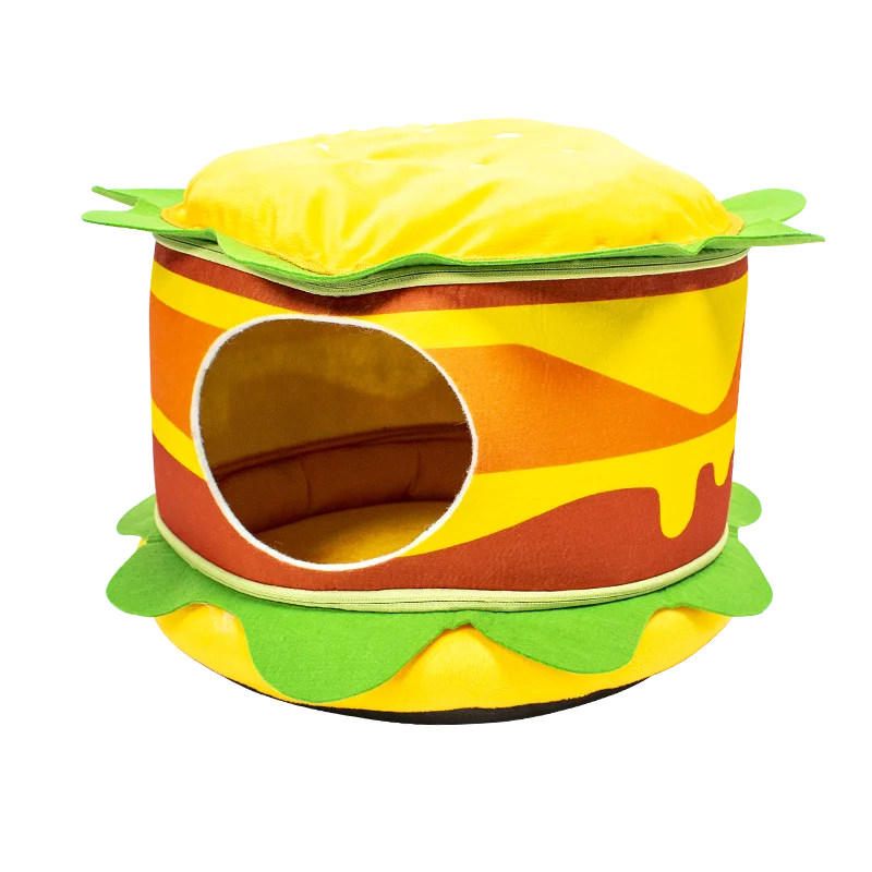 Petgrow Cute Burger Cat Bed House Bed Soft Cuddle Bed Lovely Pet Supplies for Kittens Rabbit Small Dogs