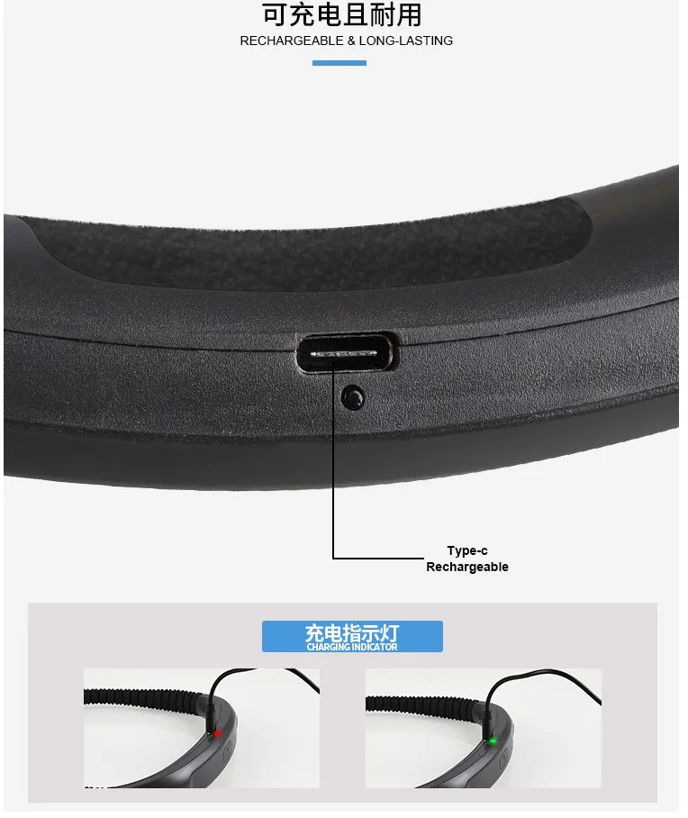 USB Rechargeable LED Neck Hung Reading Light Flexible Arms Book lamp Portable Flashlights