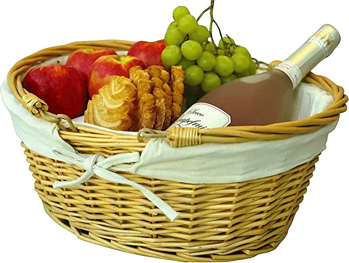 Handmade mini wicker picnic basket willow woven picnic storage basket for camping and outdoors