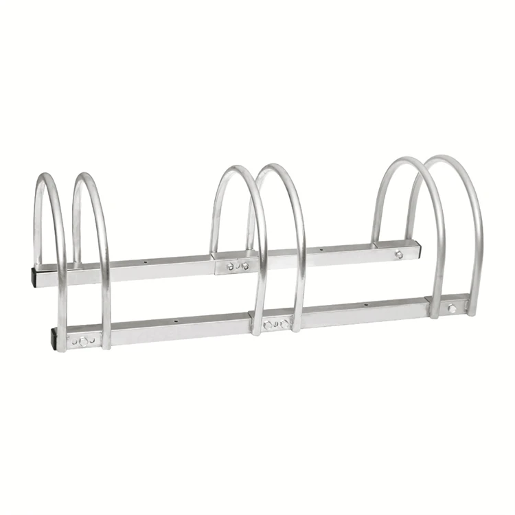 Outdoor Floor Parking Bike Parking Steel Dacromet Rack Floor Mounted Bicycle Parking 3 Space Bicycle Stand For Bike Rack