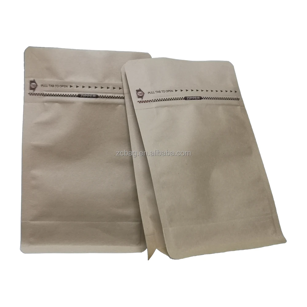 500g Colorful Custom Printed Seal Brown Kraft Paper Square Resealable Zip Valve Foil Flat Bottom Flexible Coffee Packaging Bags