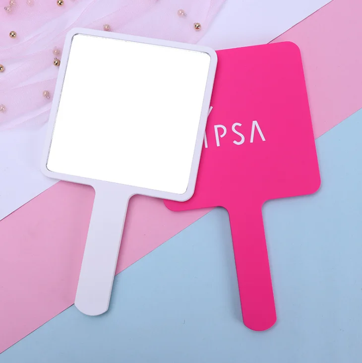 Custom Handheld Pocket Makeup Mirror Vintage Personalized Portable Mini Pink Heart Hand Held Vanity Mirror With Logo