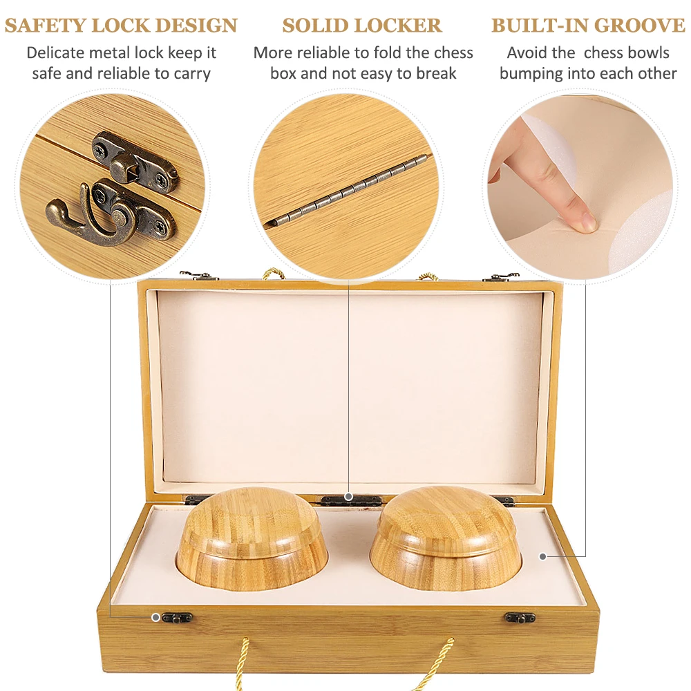 Portable Go Set Wood Go Board Game Set Go Chess Game with Storage Box Chinese Strategy Board Game