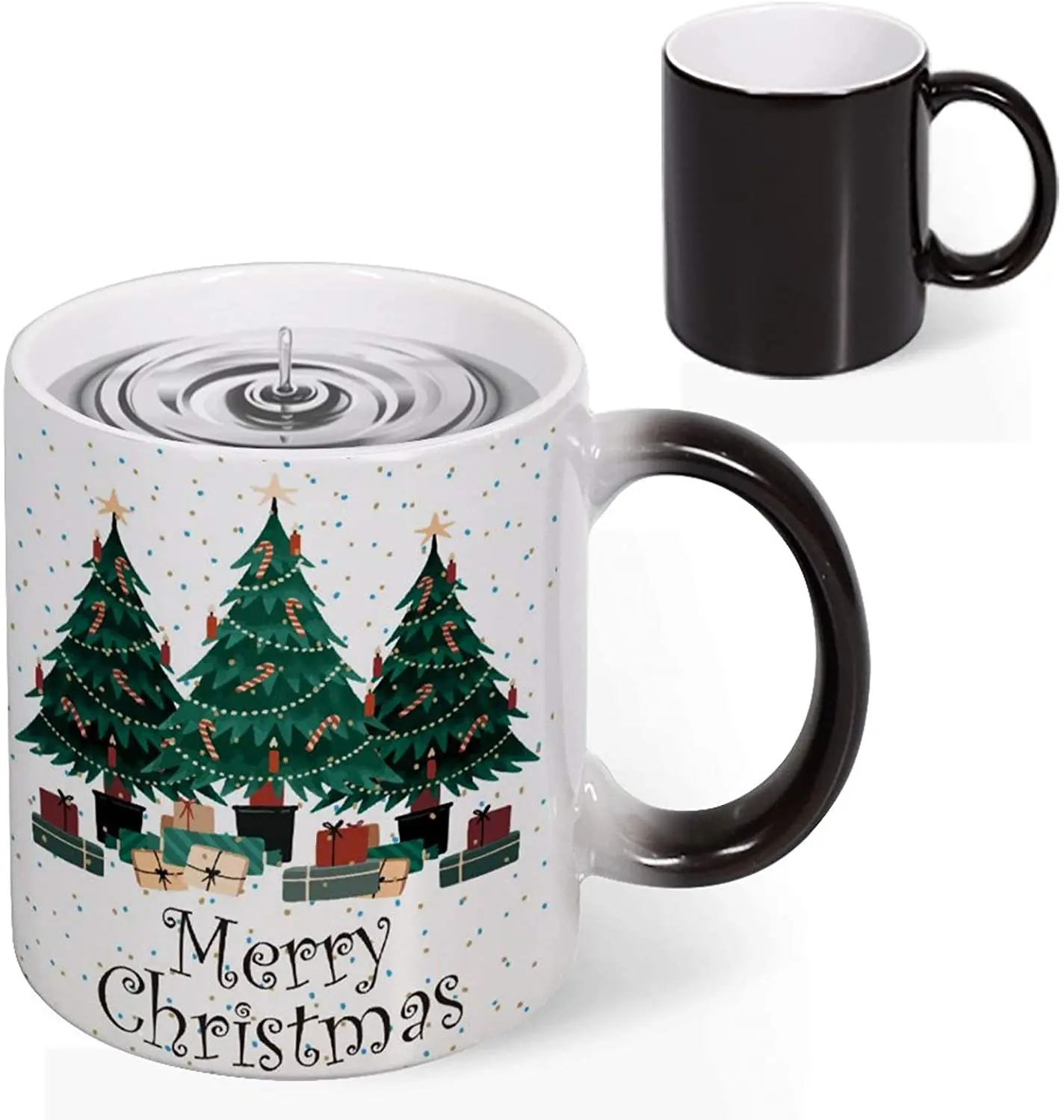 Heat Magic Stoneware Ceramic Coffee Mug Sublimation Drinkware Custom Fun Surprising Gift Color Changing Tea Christmas Cups