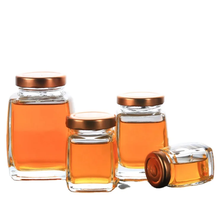 Honey jar with cover can be customized logo honey transparent glass bottle wholesale tomato ketchup manufacturing plant