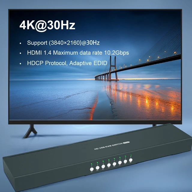 Горячая Распродажа 8 портов Kvm-переключатели для видео разрешение 4K 30 Гц KVM-переключатель