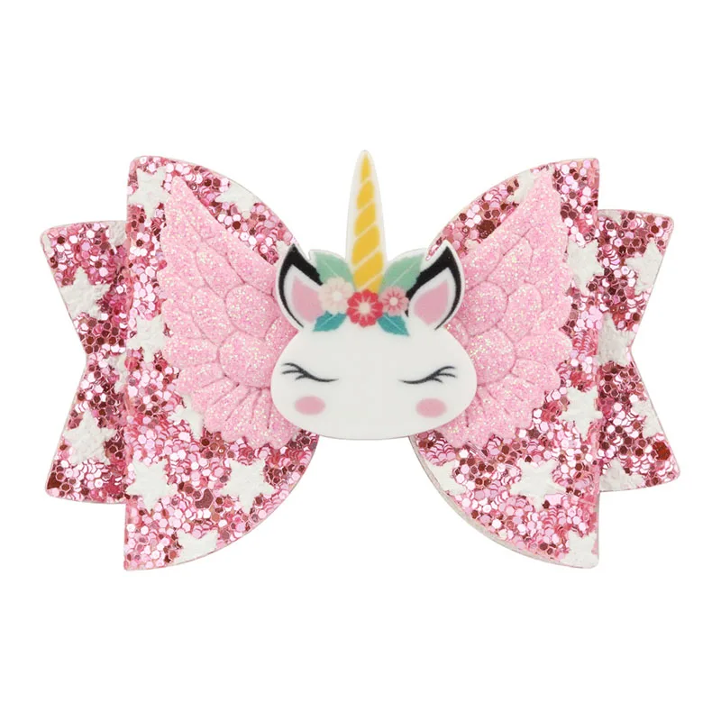 
Wholesale sparkle kids accessories deer PVC baby girls christmas hairgrips glitter hair bows 