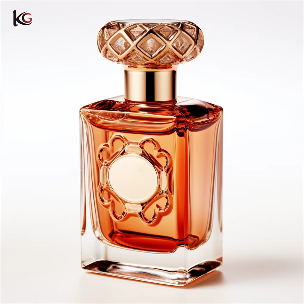 Square Metal Perfume Bottle Cap with Box Packaging Hexagonal Glass Bottle Unique Bear Shaped Perfume Bottle