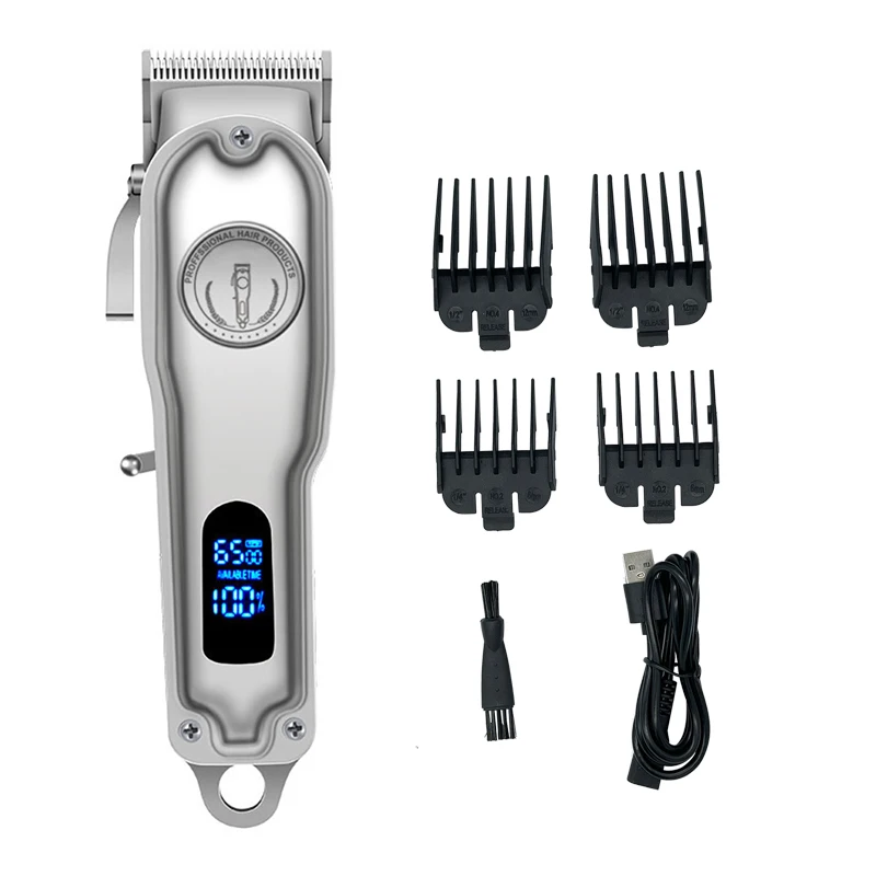All-metal Machine a couper les cheveuxProfessional Hair Clippers LCD Cordless Hair Trimmer for Men  Hair Cutter Machine