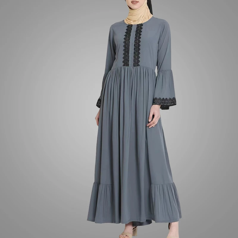 Middle East Arab Clothes Elegant Lady Embroidered Long Sleeve Islamic Clothing Moroccan Dress Hotsale Muslim Women Dress