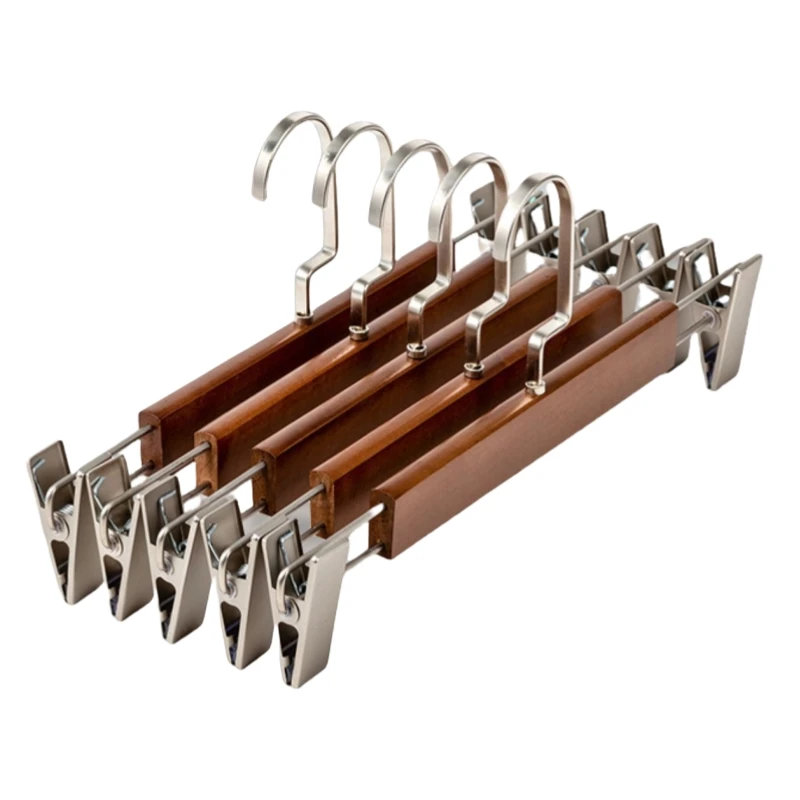 Wood Clothing Pants Wooden Hanger Natural Wooden Pants For Closet Shops  Bottom Hangers With Metal Clips