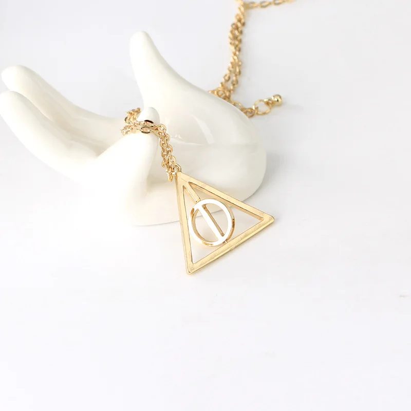 Wholesale Harry- Potter Death Hallows Triangle Necklace Rotating can  remove Pendant