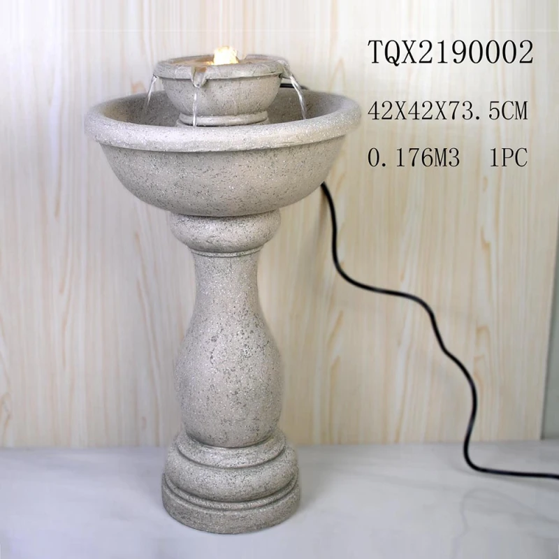 Indoor tabletop tree trunk polyresin water fountain with rope