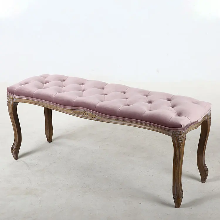 Китайский удобный резиновый деревянный Ksf25025 розовый бархат антикварная деревянная скамейка