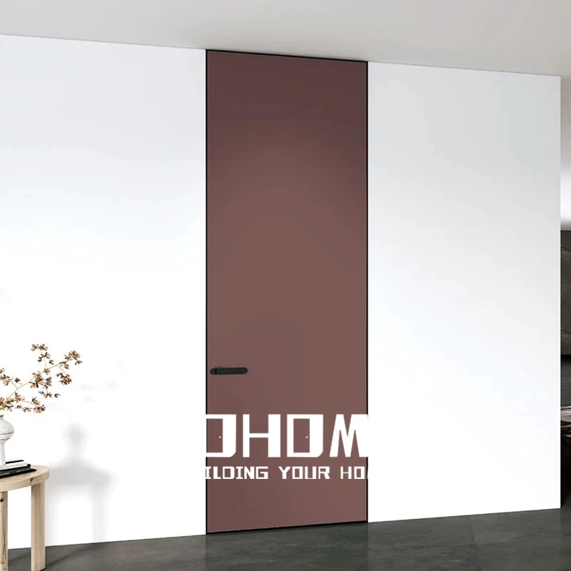 Foshan top manufacturer red interior frameless door with hidden hinge interior doors with invisible hindge primed invisible door