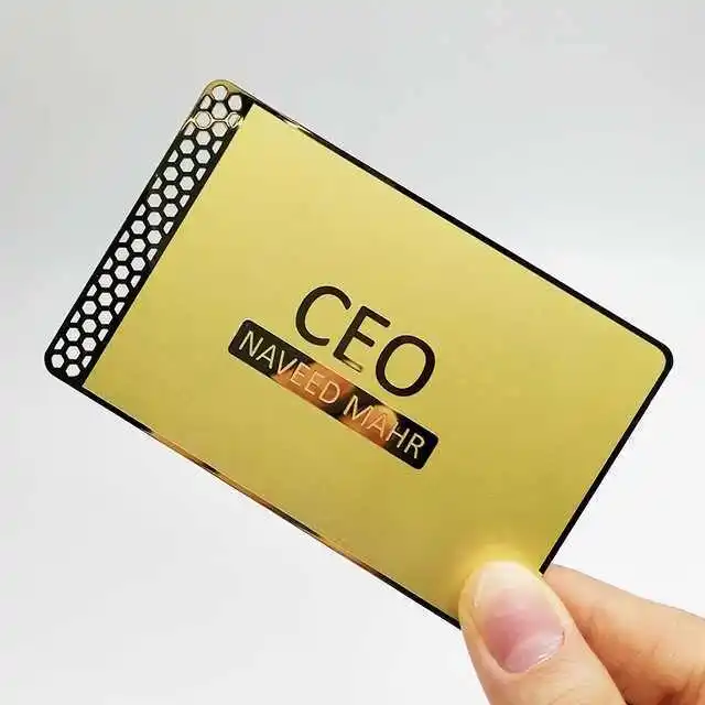 Laser Engraved Stainless Steel  Shiny Rainbow Mirror Metal Credit Debit Blank Cards