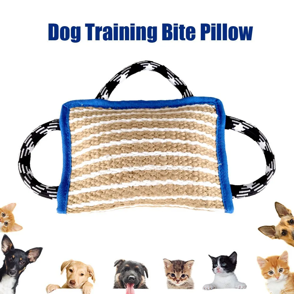 wholesale anti-tearing Dog training bite tug toy strong pull durable jute chew toys With Two Handles For Adult Dogs And Puppies