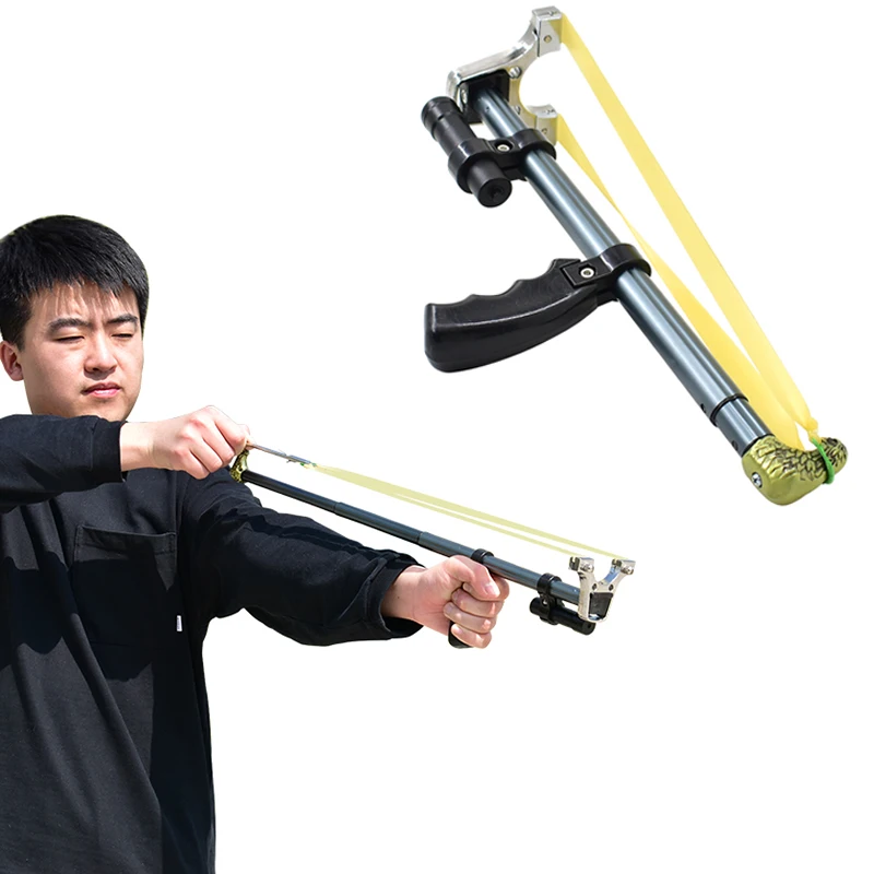 New telescopic long rod slingshot laser shooting precision sling shot hunting with professional hunting accessories rubber band