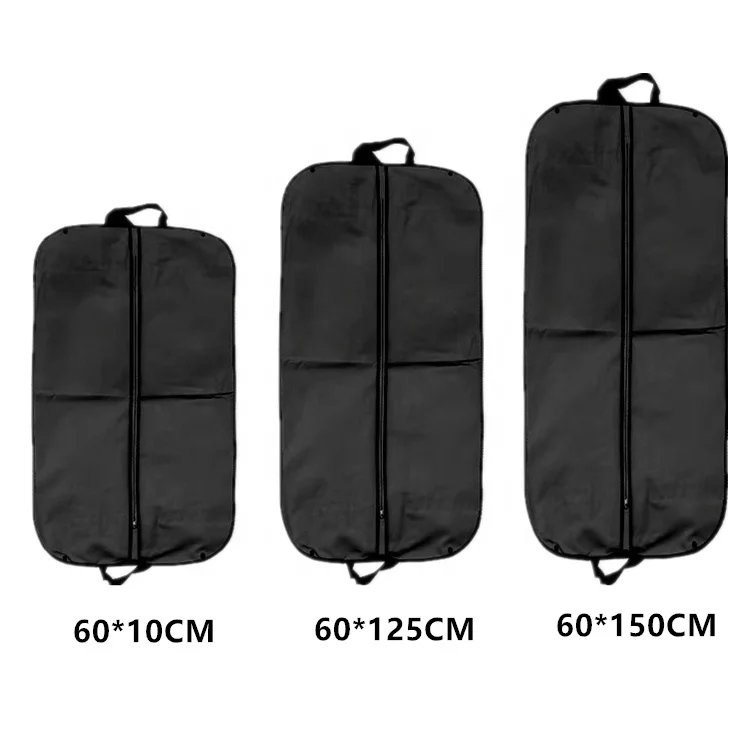 Huahao Reusable Wholesale Custom Logo Non Woven Foldable Black Garment Covers Suit Bags
