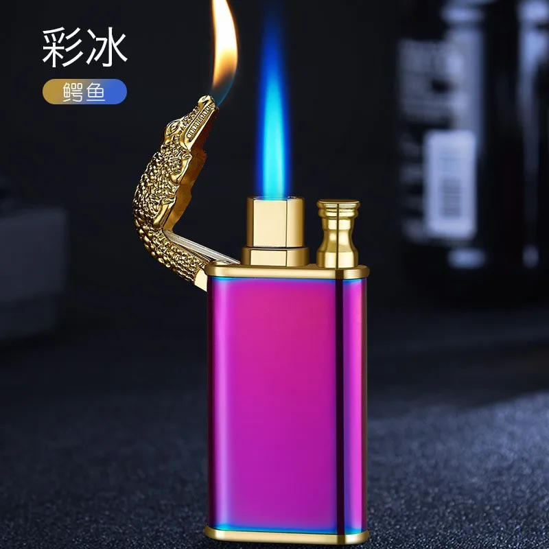 Double flame lighter custom logo lighter Straight flame gas flame lighter for cigarette