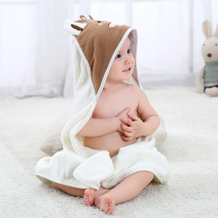 Custom 100% cotton hooded baby bath towel poncho kids