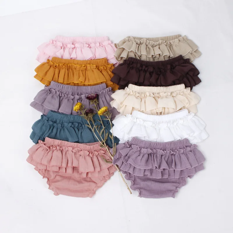 Cheap Price Baby Ruffle Diaper Cover Pant 100% Cotton Solid Comfortable Summer Baby Girl Bloomers