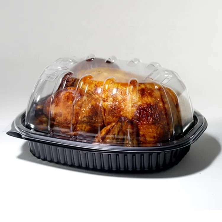 Custom Disposable Chicken Roaster Fresh Whole Food Packaging For Large-capacity Turkeys Anti-fog Breathable Perforated Container