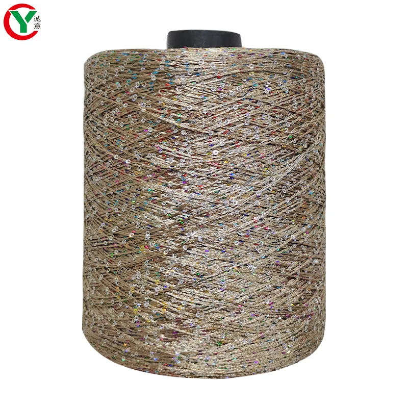 Fancy yarn factory wholesale color sequin polyester yarn cone hand knitting machine braiding shiny skirts