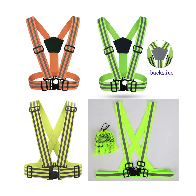 wholesale high light bright visibility innovagoods orange black reflective safety silver strips shirts cycling running vest belt