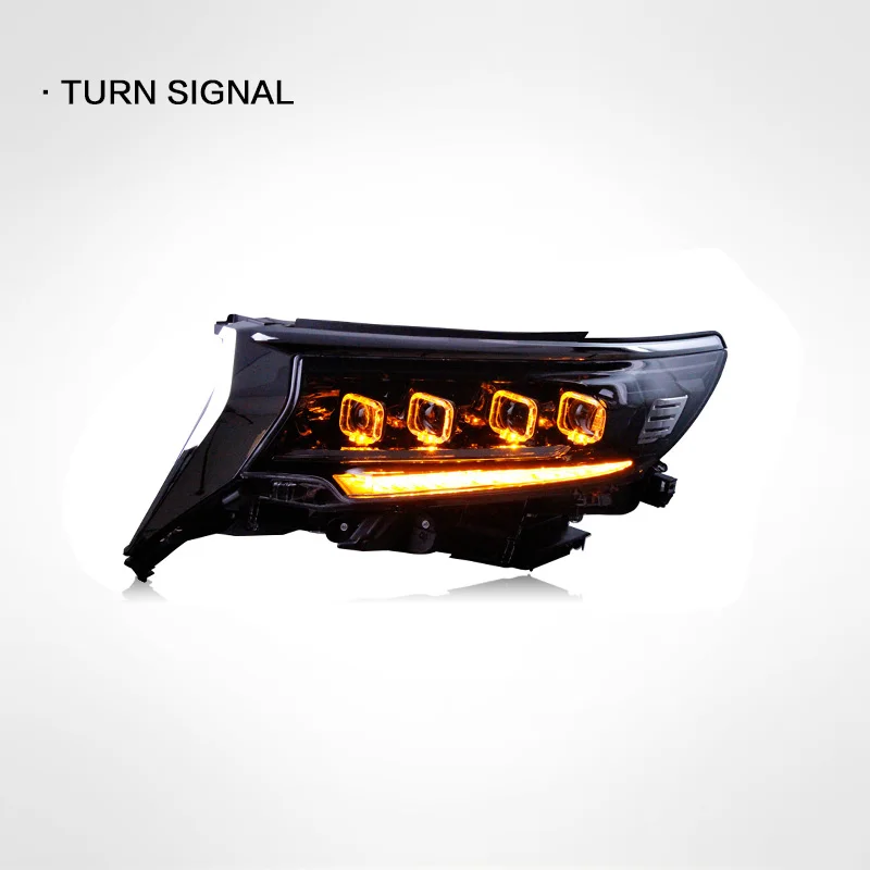 LINK-TO Suitable For 2018-2019 Toyota Prado Headlight Assembly Modification LED Lens Daytime Running Light Turn Signal Bugatti
