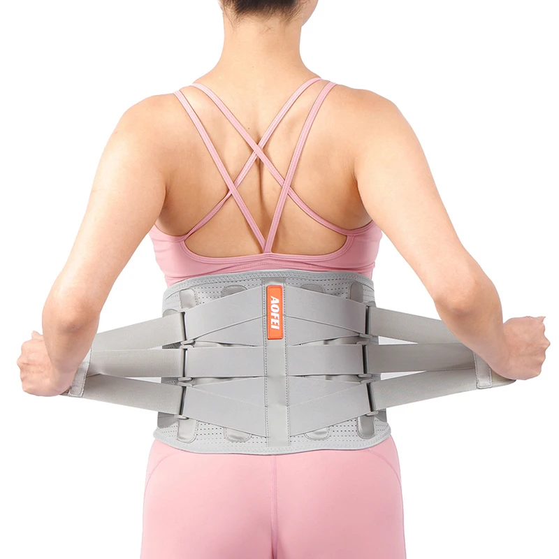Plus large size neoprene grey back protection brace double pull elastic band strong waist brace lumbar support belt