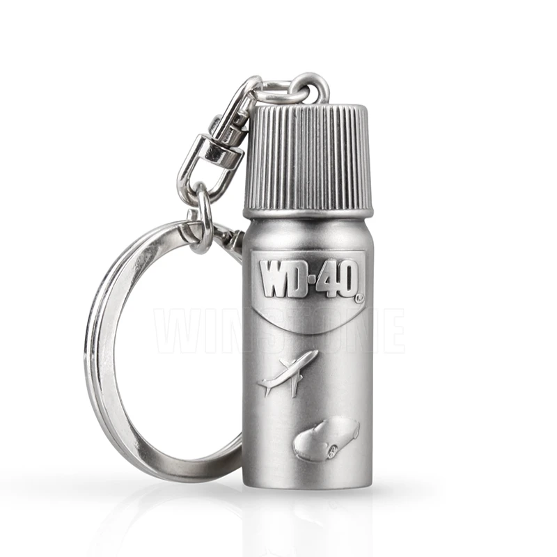 Custom 3D Alloy Die Cast Bottle Keychain Lubricants Oil Key Chain