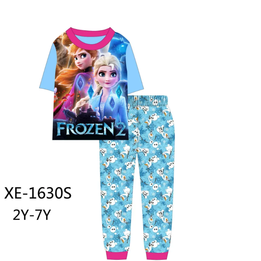 Хорошее качество, детские пижамы, одежда для сна с мультяшным рисунком, комплект из длинных брюк с коротким рукавом