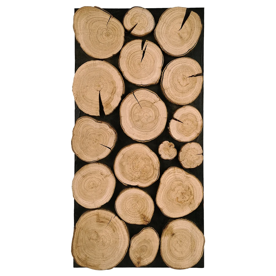 GUCI log pile wooden wall decoration mosaic rough original style wood decor idea