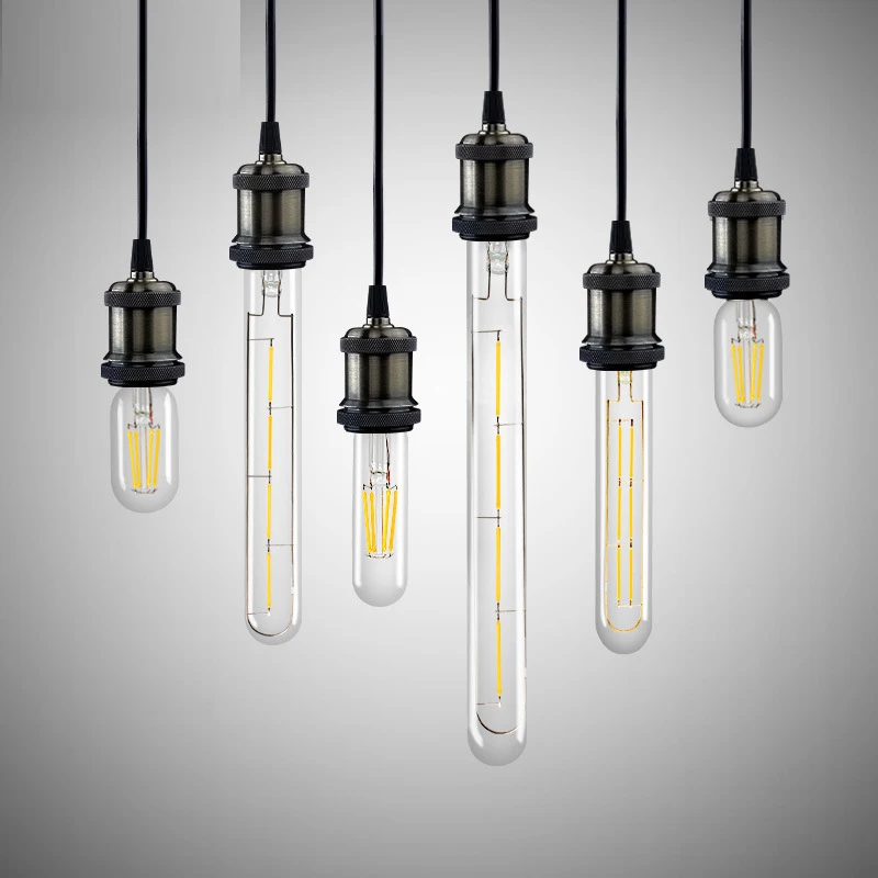 110V 220V Edison Light Bulb Vintage Filament Lights E26 E27 Warm White No Flicker LED Long Tube Bulb for Pendant Industrial