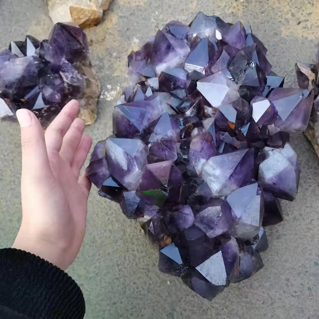 
Wholesale Natural Natural Bolivian Pink Large Black Amethyst Cluster Raw Amethyst Cluster 