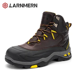 LARNMERN S3 Composite Toe Safety Boots for Men Genuine Leather Safety Work Shoes Oil Resistant Waterproof Puncture Proof EVA