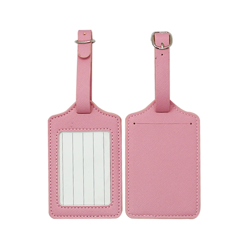 Персонализированный розовый держатель для удостоверения личности из искусственной кожи, бирка для багажа
