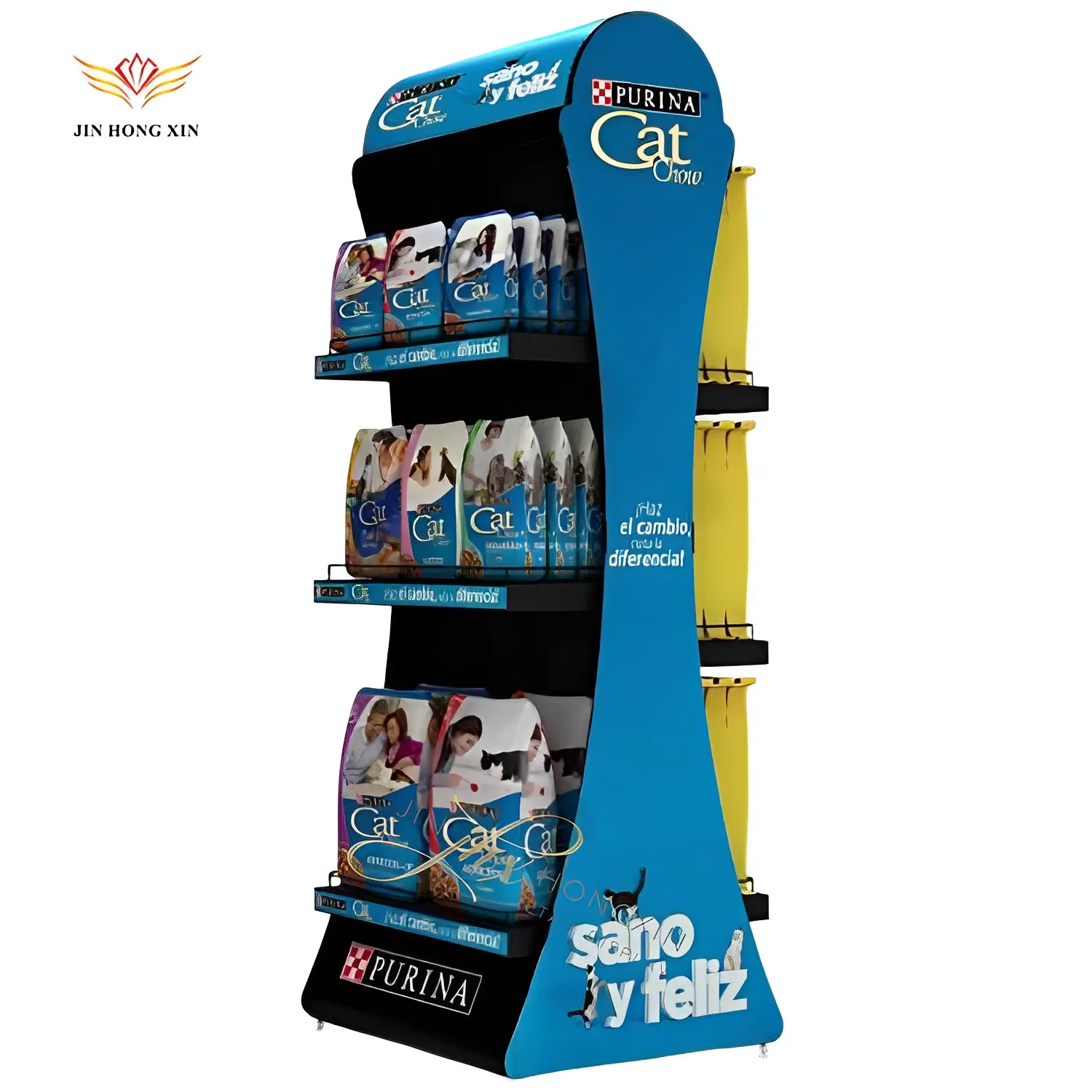 Leader Display Dog Cat Pet Food Clothes Advertising Pop metal floor Supermarket Display Stand