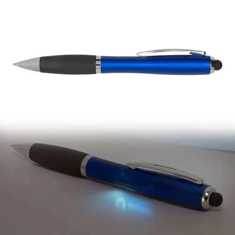 Custom LED Laser Light-Up Ballpoint Pen with Rubber Grip Stylus Plastic Pen Customised Inks for Automotive Use