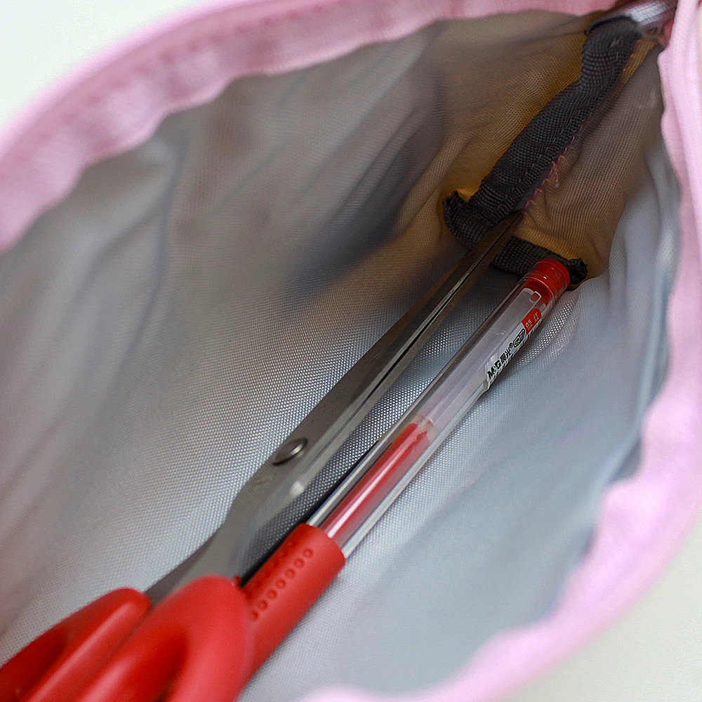 Custom Penguin LOGO Fabric Texture Pattern PU Leather Kids Stationary Pencil Pouch With Private Woven Label