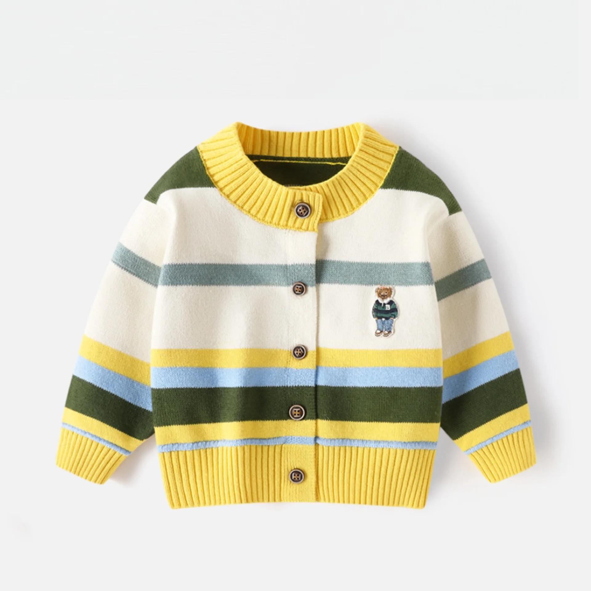 Custom OEM & ODM kids sweater baby cotton knitwear boys cartoon knit  baby winter cardigan sweater
