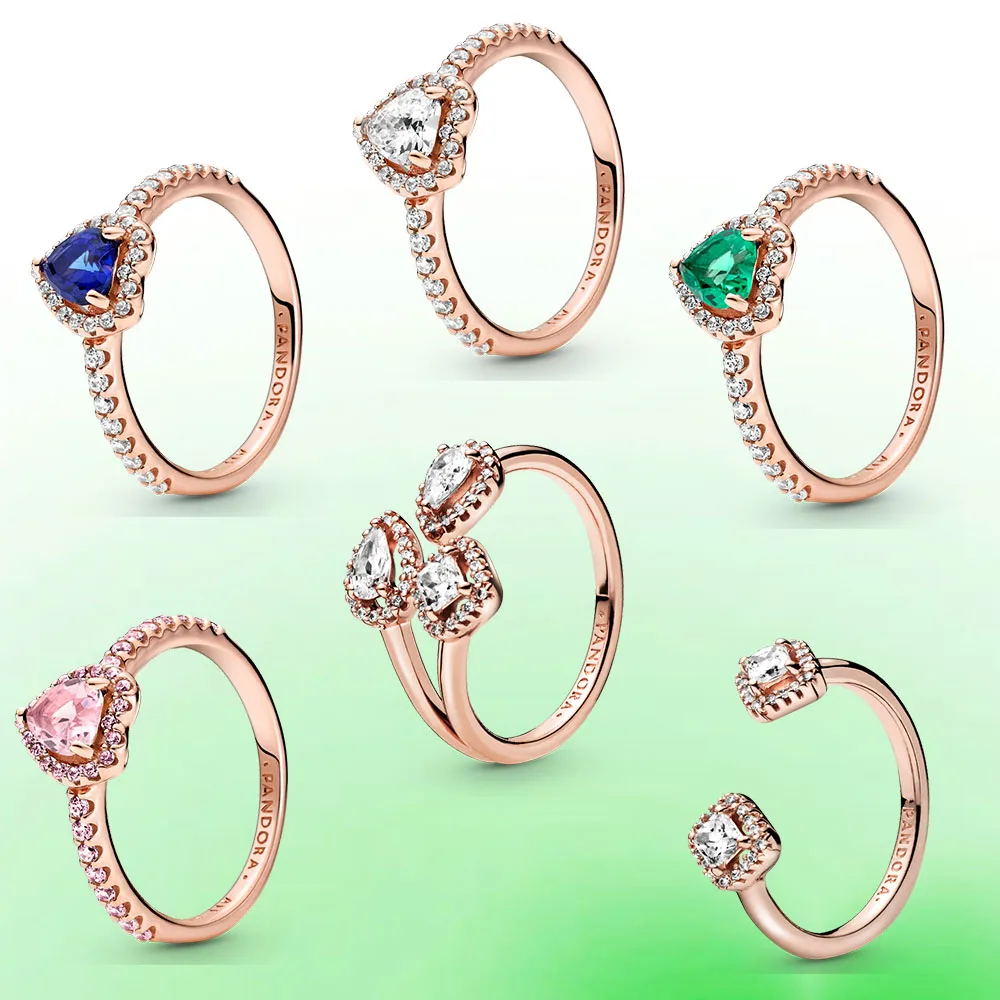 Pan Dora Fit 925 Sterling Silver Fashion Ring Original design Sparkling heart-shaped Ladies ring wedding engagement jewelry