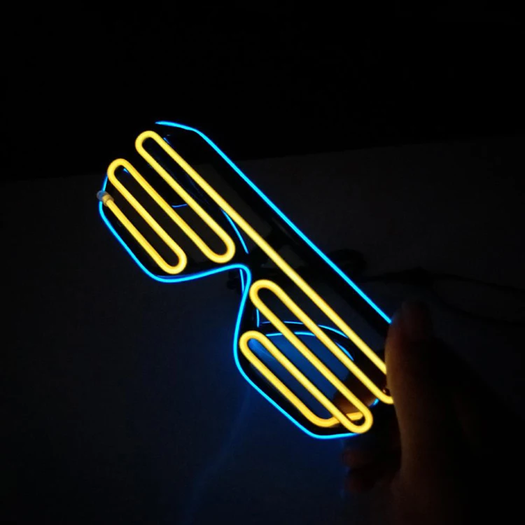 2022 Kids Halloween Christmas Party Favors Supplies Led Light up Toys EL Glowing Shutter Glasses