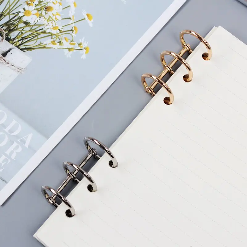 Wholesale 1 Inch Diy Spine Custom Book Binding Folder Gold Desk Calendar Three Hole Notebook Clip Metal Leaf Loose 3 Binder Ring
