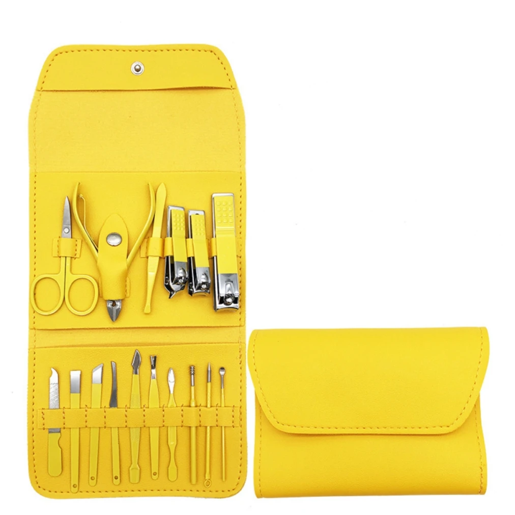 16pcs Nail Clippers Set Stainless Steel Finger Toe Nail Cutter Scissors Kit Beauty Tool Pedicure Manicure Set with Folding Bag